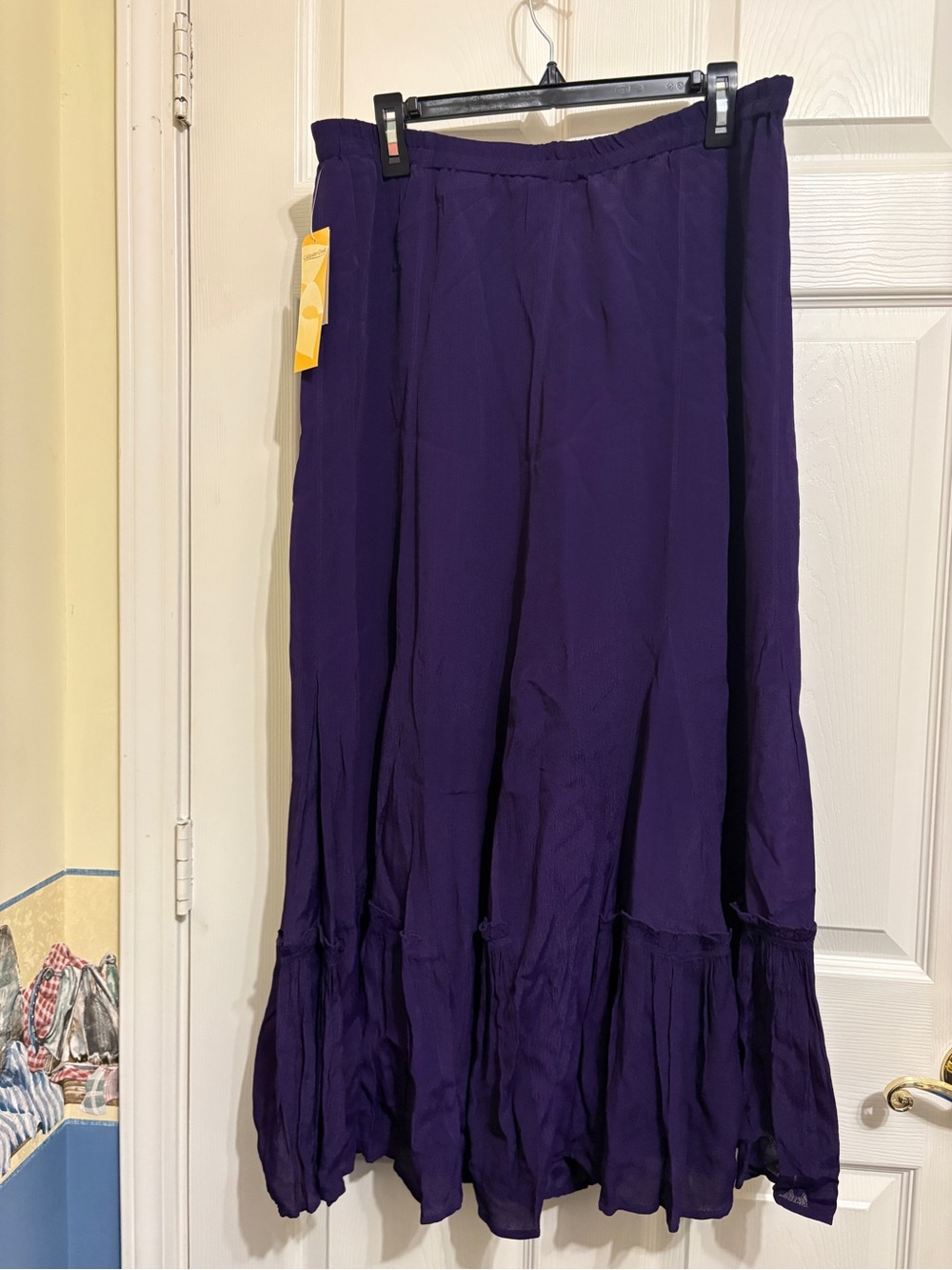 Coldwater Creek Deep Purple Flowy Maxi Skirt Ruffle Godet Gypsy NWT - Picture 4 of 11